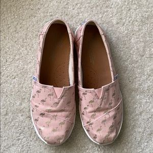 Pink with gold flamingos Toms Alpargata